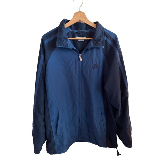Nike Other - Nike Blue Full Zip Jacket Athletic Track Polyester Coat Men's Size Large